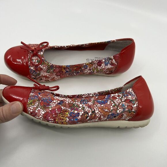 Sabrinas Ballet Flats Red Patent‎ Leather Cap Toe Spain Butterfly Bow 36 5.5-6 - Picture 5 of 13